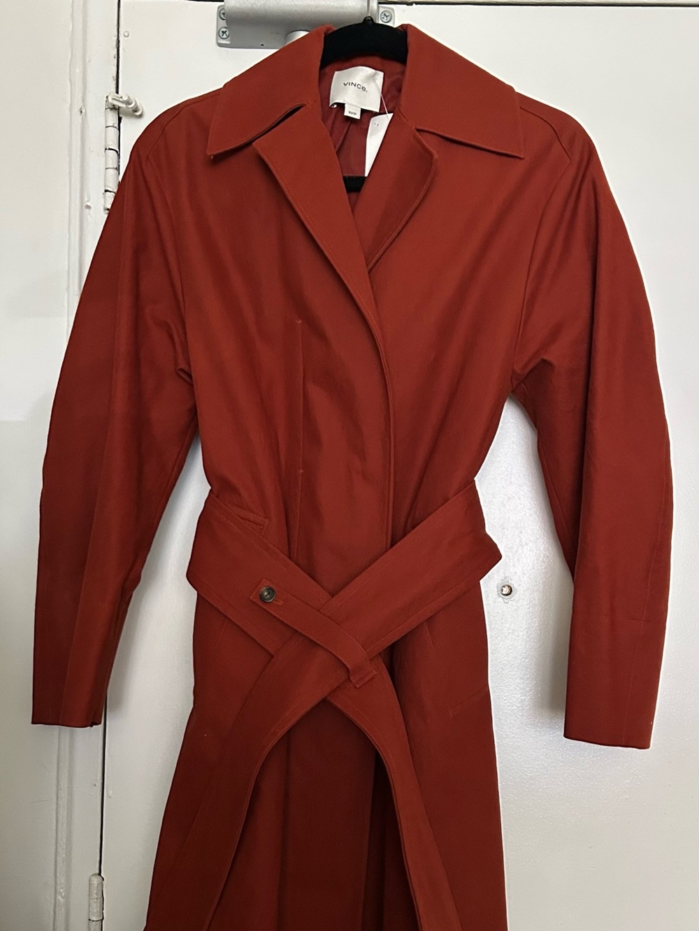 Vince Rust Trench Coat with Self-Tie Belt